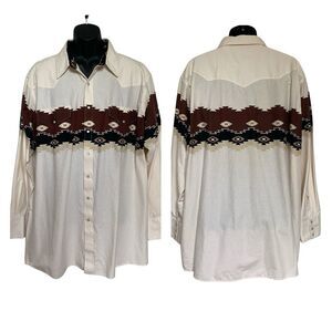 White Horse Western Style Shirt Pearl Snap Southwest Print Sz XXL